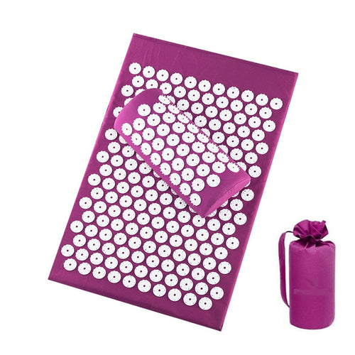 Eco Mat Acupressure Massager Natural Linen Cotton Acupuncture Mats +Pillow Back Reflexology Trigger Point Massage Stress Relief